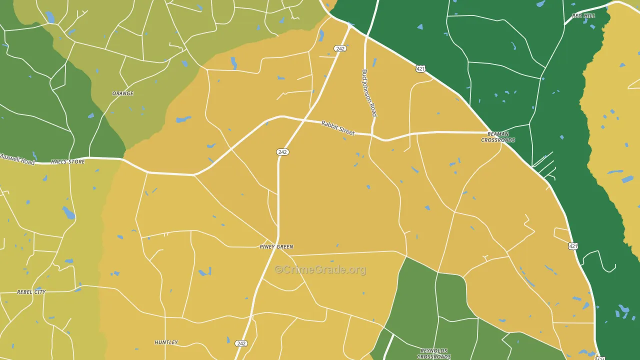 Piney Green, NC Map of Murder Rates