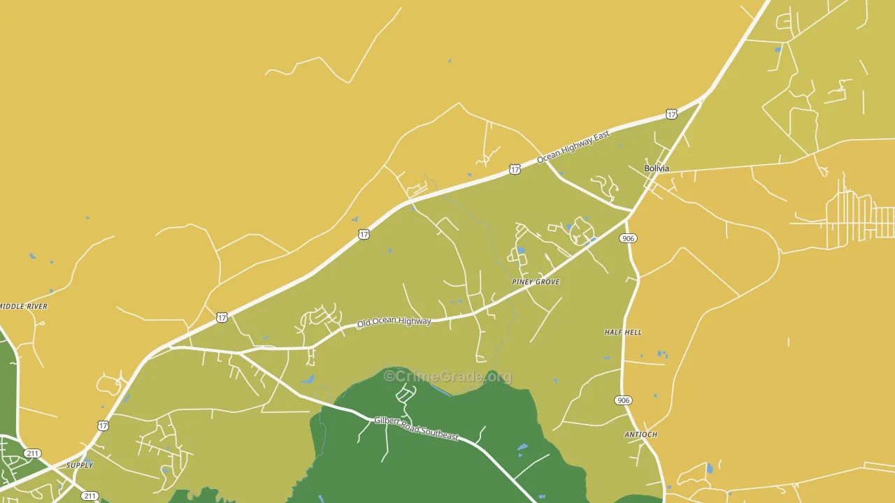 Piney Grove, NC Map of Murder Rates