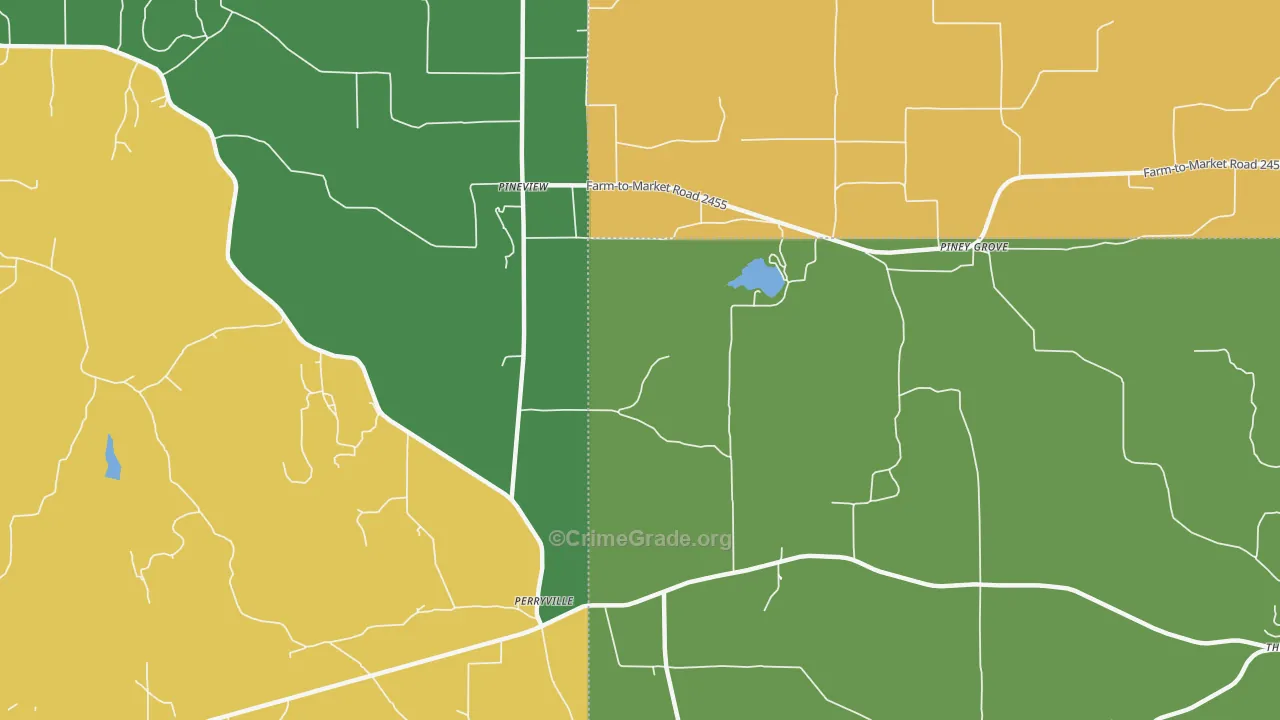 Piney Grove, TX Map of Murder Rates