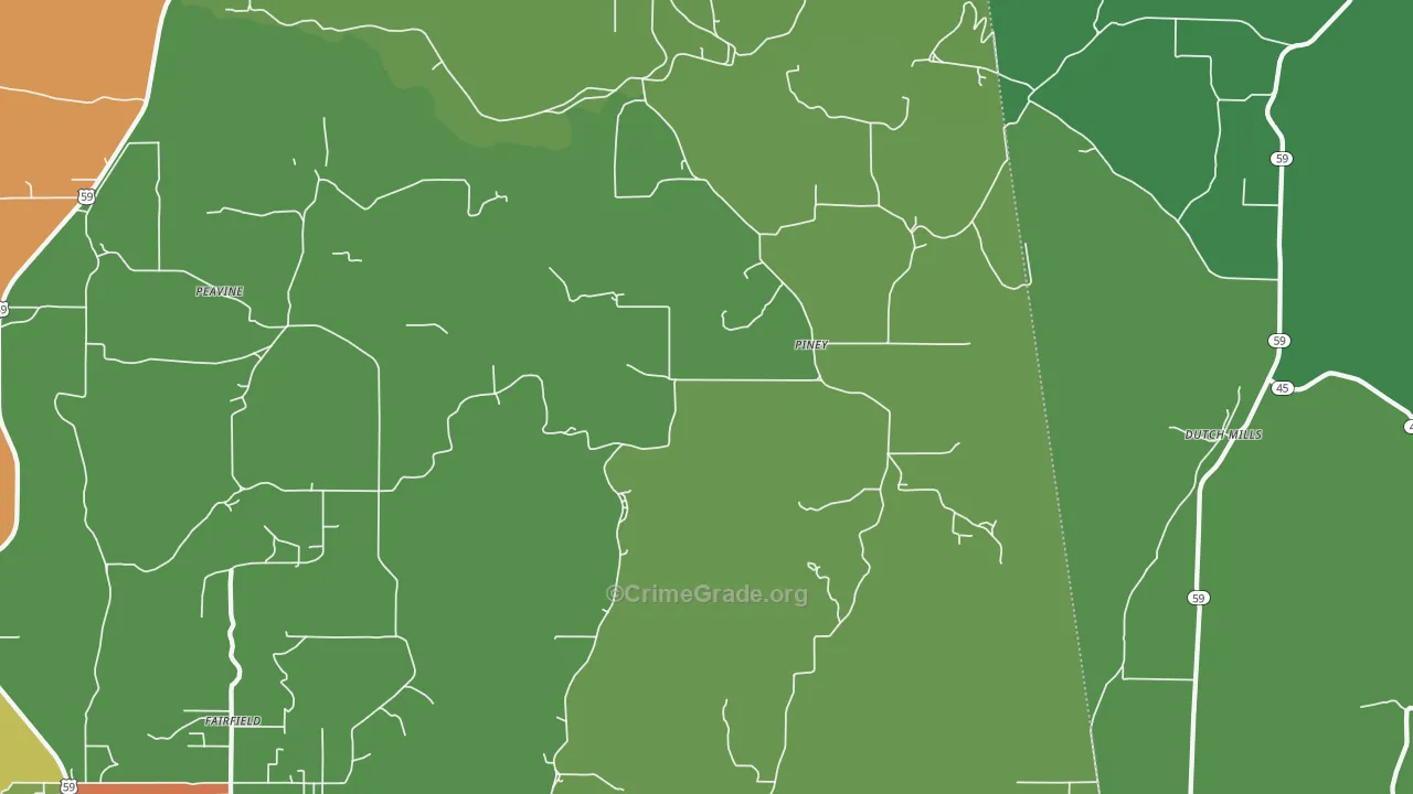 Piney, OK Map of Murder Rates