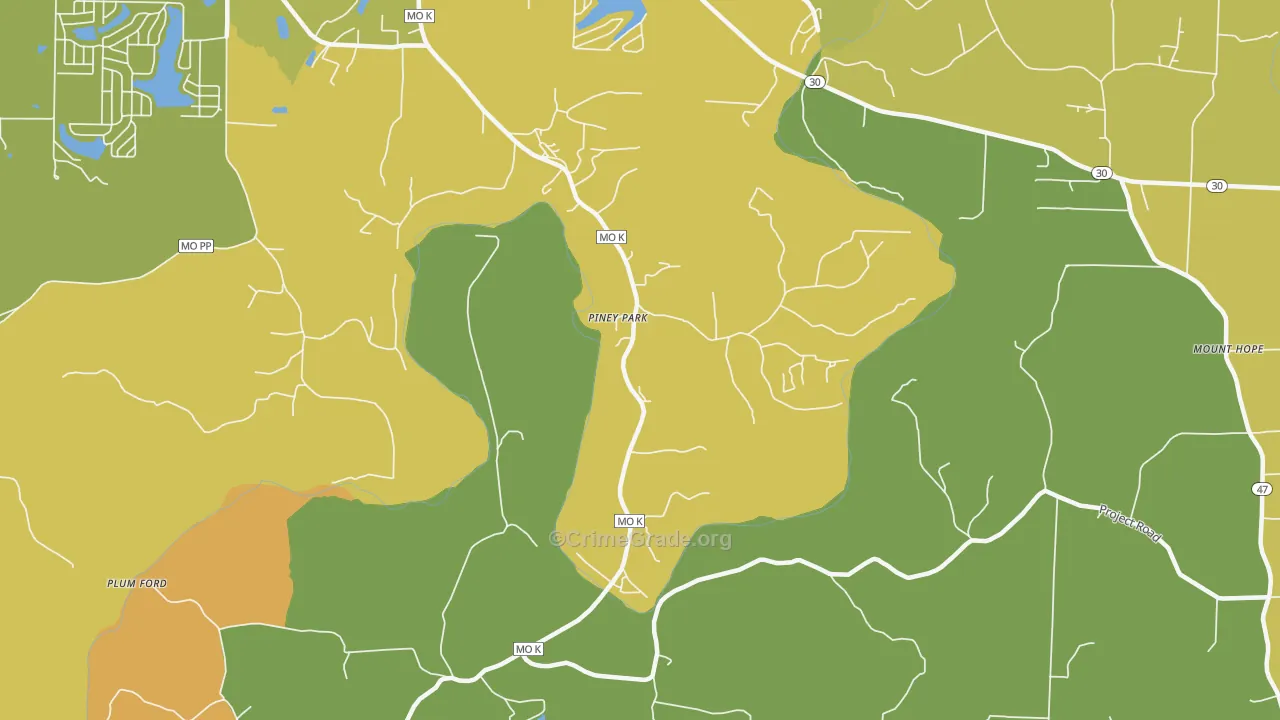 Piney Park, MO Map of Murder Rates