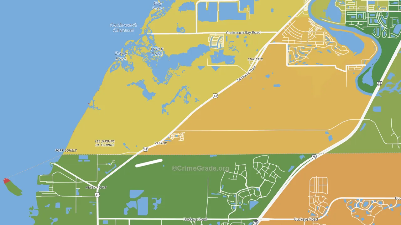 Piney Point, FL Map of Murder Rates