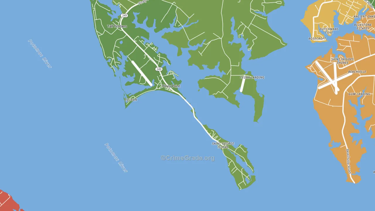 Piney Point, MD Map of Murder Rates