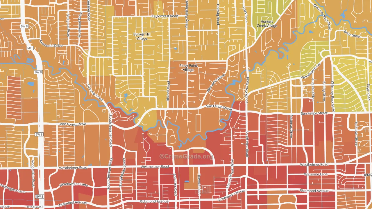 Piney Point Village, TX Map of Murder Rates
