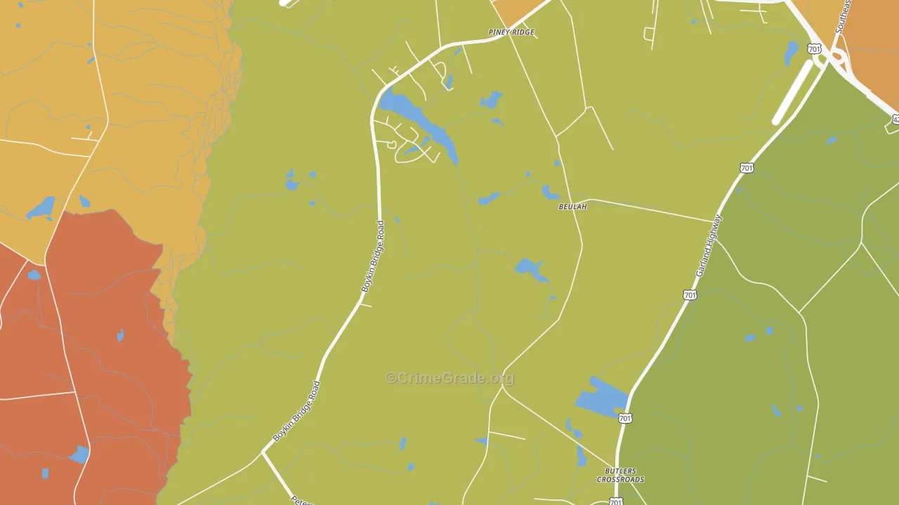 Piney Ridge, NC Map of Murder Rates