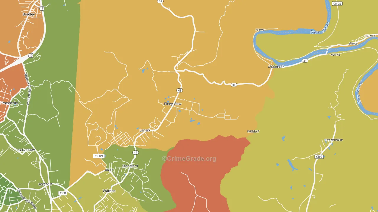Piney View, WV Map of Murder Rates