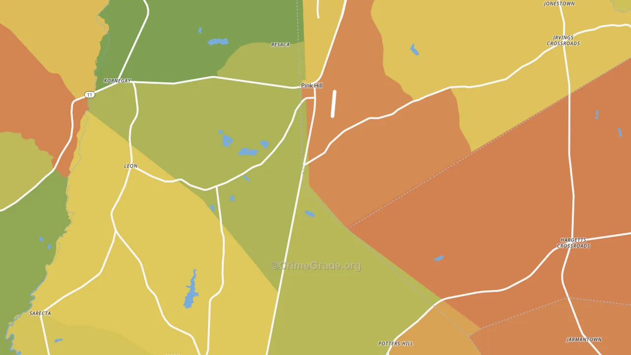 Pink Hill, NC Map of Murder Rates