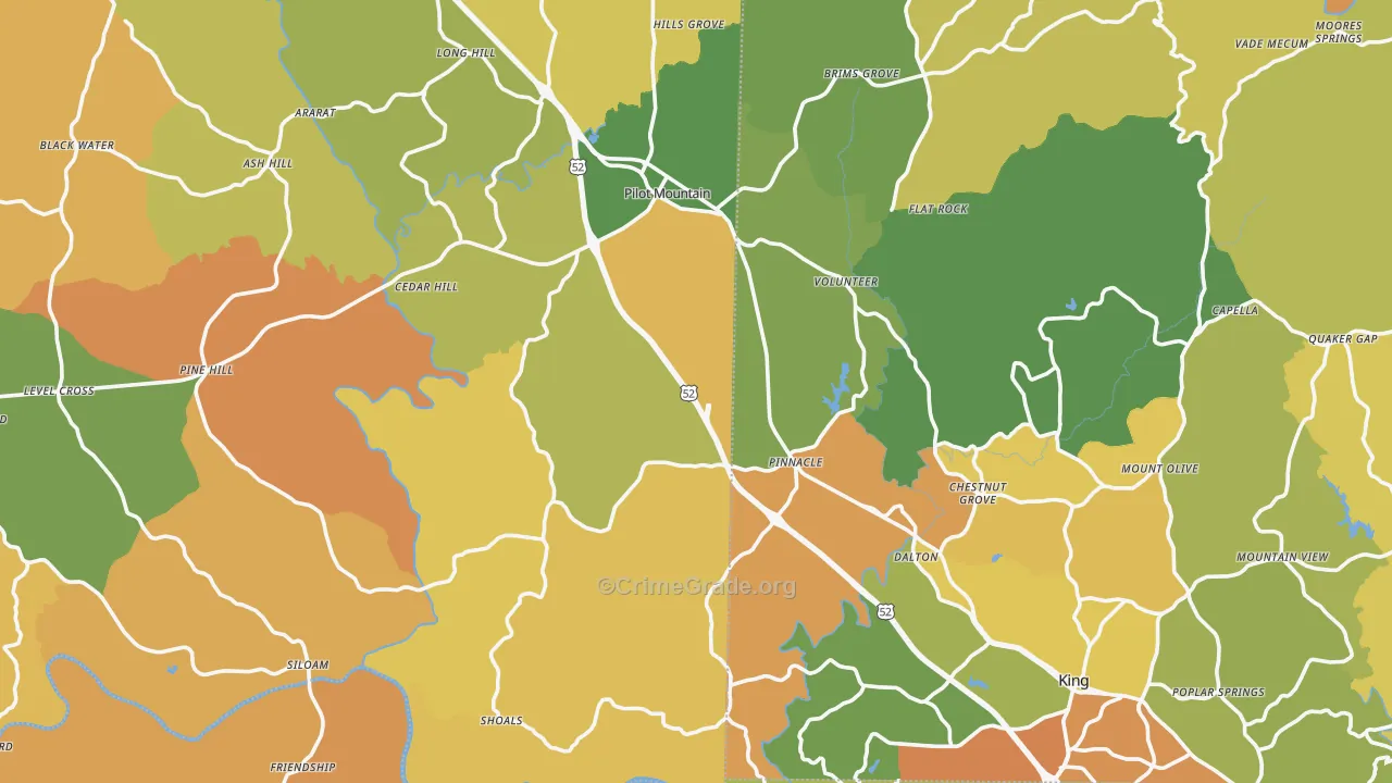 Pinnacle, NC Map of Murder Rates