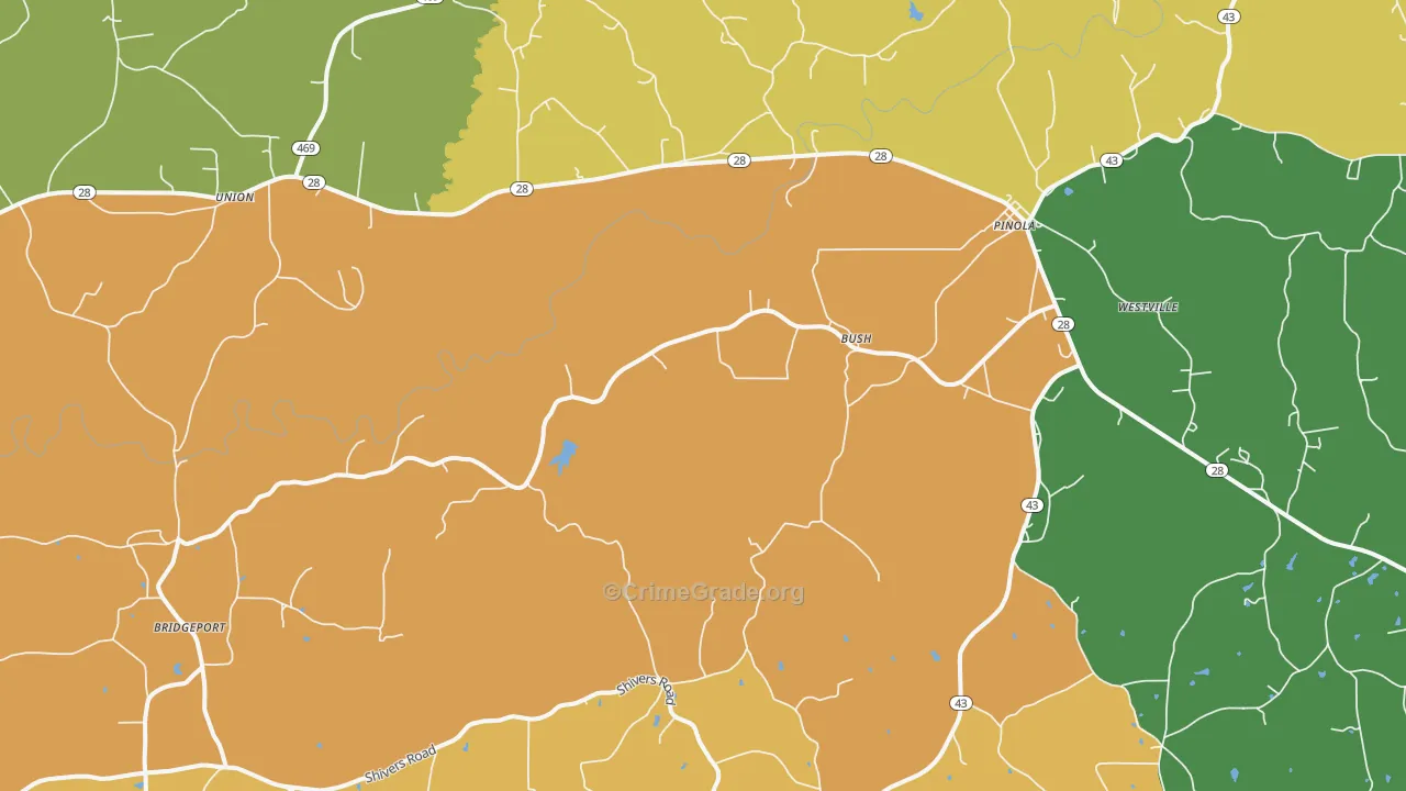 Pinola, MS Map of Murder Rates