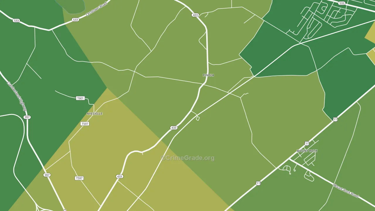 Pinola, PA Map of Murder Rates