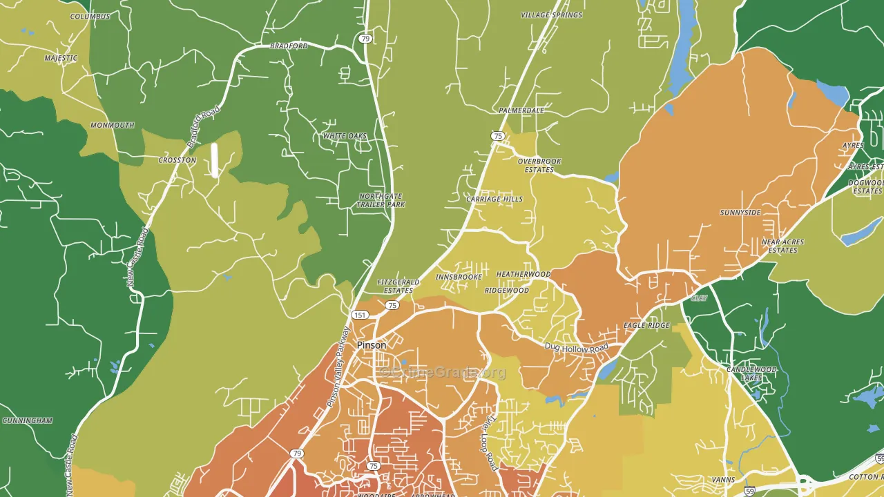 Pinson, AL Map of Murder Rates