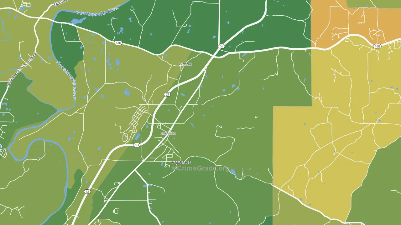 Pinson, GA Map of Murder Rates