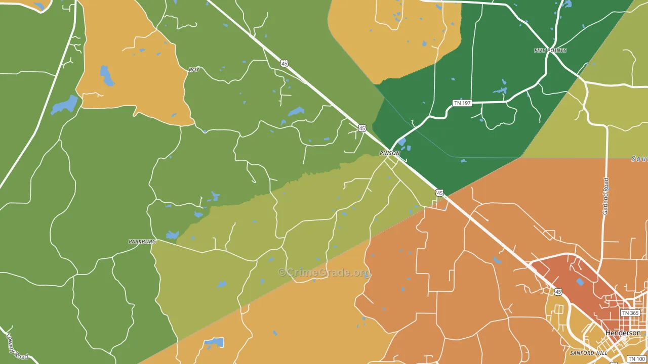 Pinson, TN Map of Murder Rates