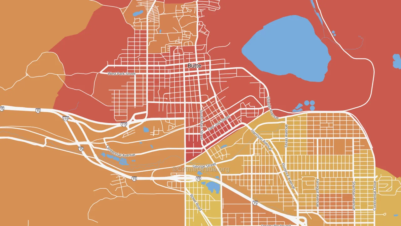 Pioneer, Butte, MT Map of Murder Rates