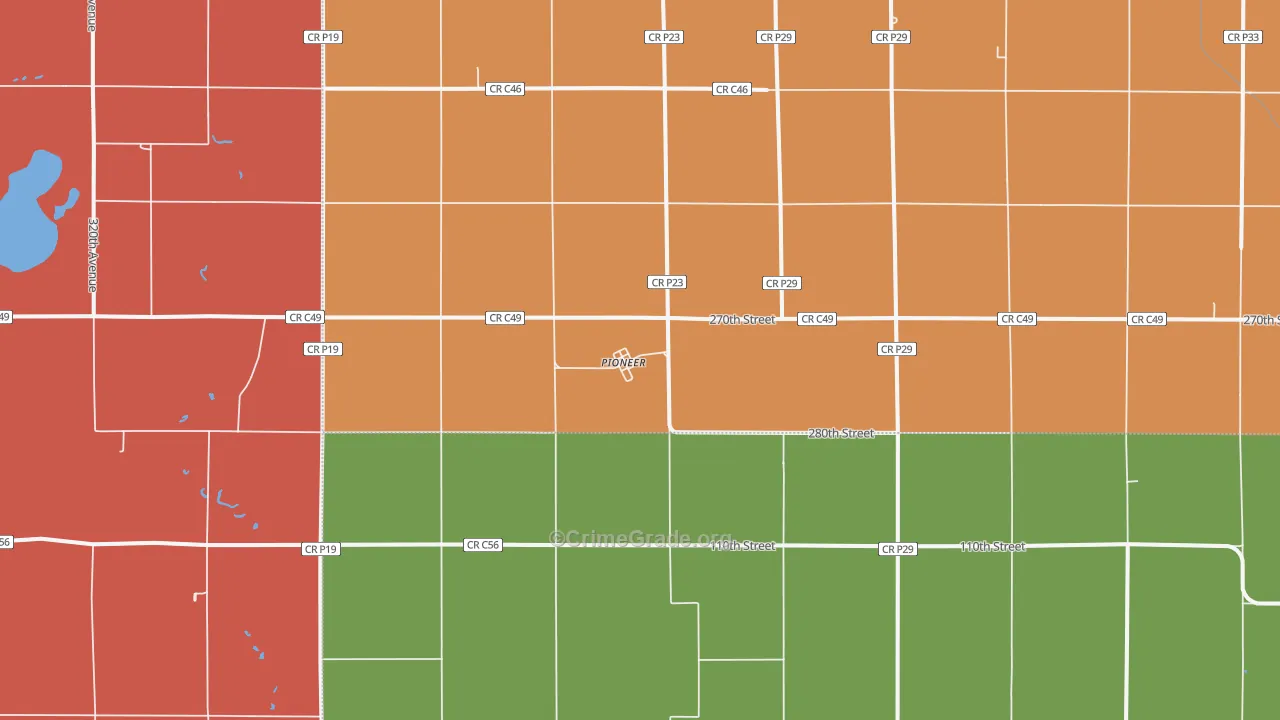 Pioneer, IA Map of Murder Rates