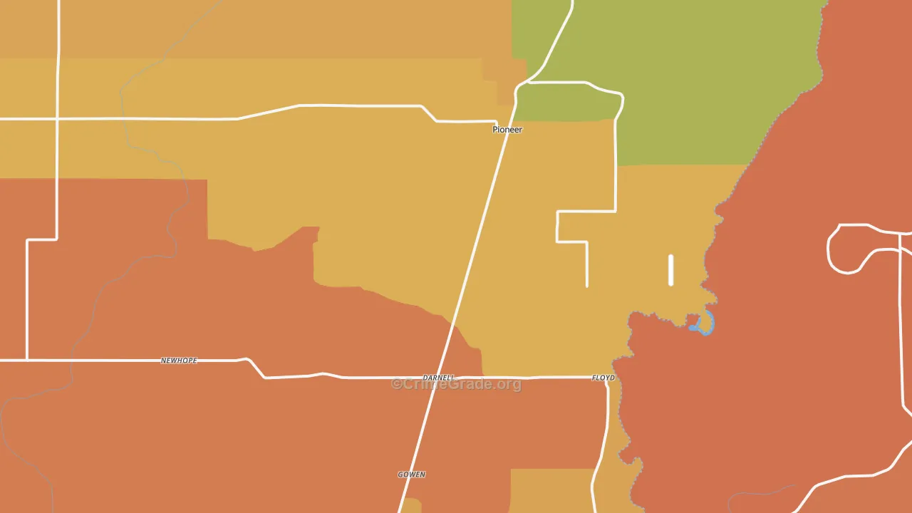 Pioneer, LA Map of Murder Rates