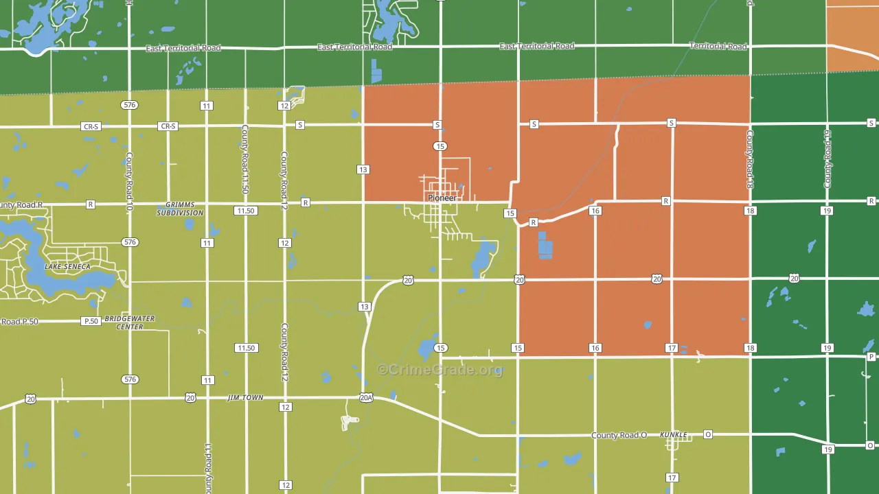 Pioneer, OH Map of Murder Rates