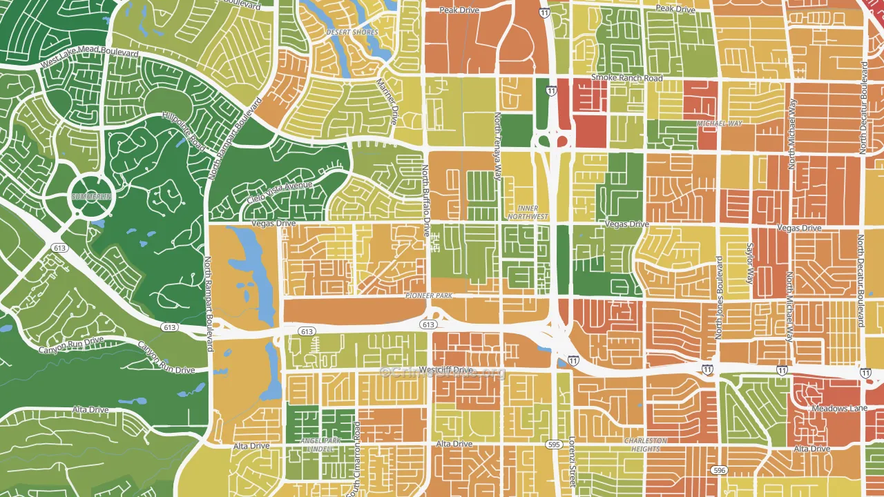 Pioneer Park, Las Vegas, NV Map of Murder Rates