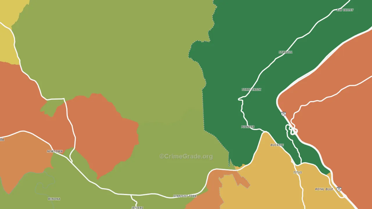 Pioneer, TN Map of Murder Rates
