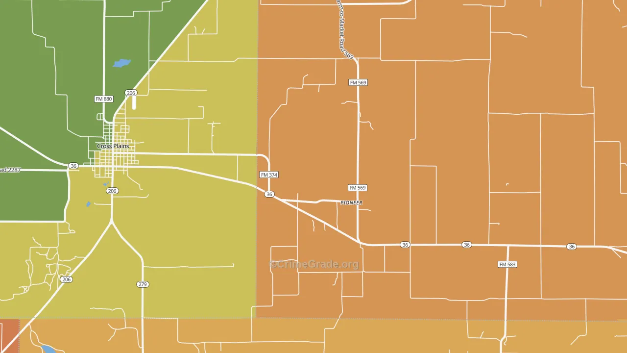 Pioneer, TX Map of Murder Rates