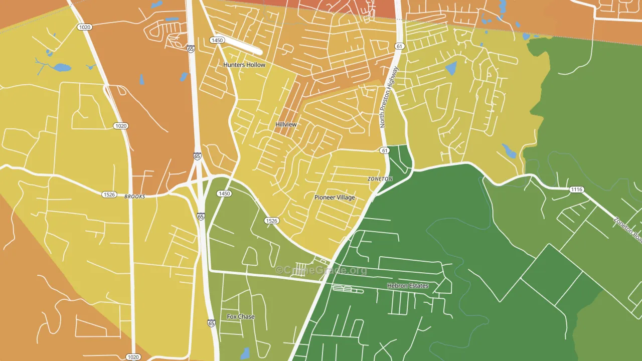 Pioneer Village, KY Map of Murder Rates
