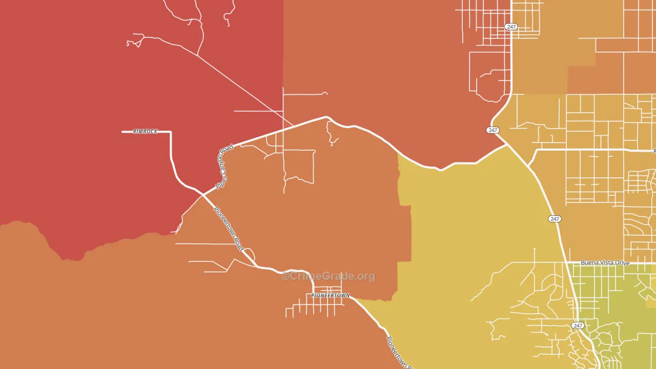 Pioneertown, CA Map of Murder Rates