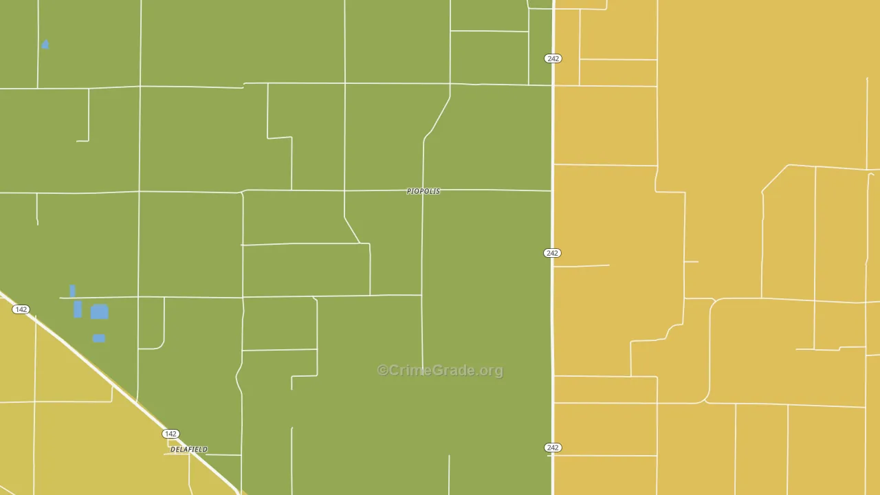 Piopolis, IL Map of Murder Rates
