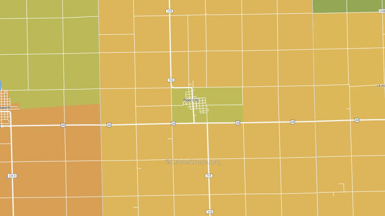 Piper City, IL Map of Murder Rates