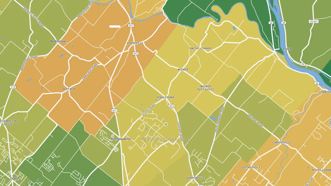 Pipersville, PA Map of Murder Rates