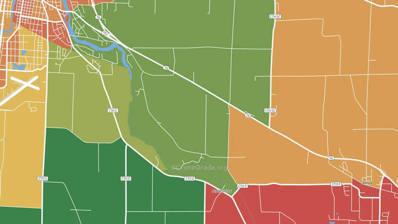 Pipersville, WI Map of Murder Rates