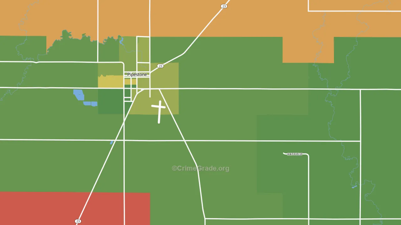 Pipestone County, MN Map of Murder Rates