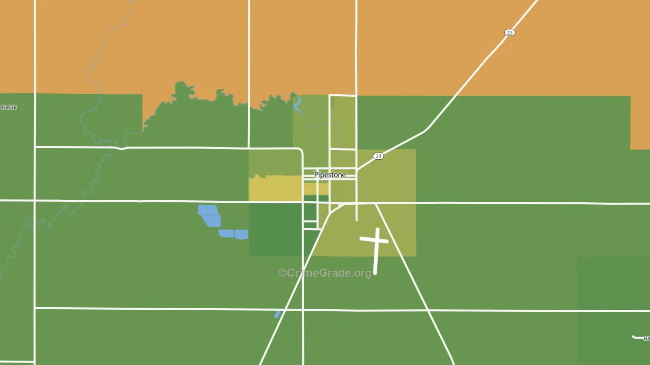 Pipestone, MN Map of Murder Rates