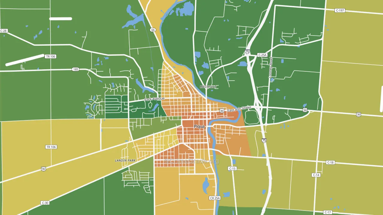 Piqua Historic District, Piqua, OH Map of Murder Rates