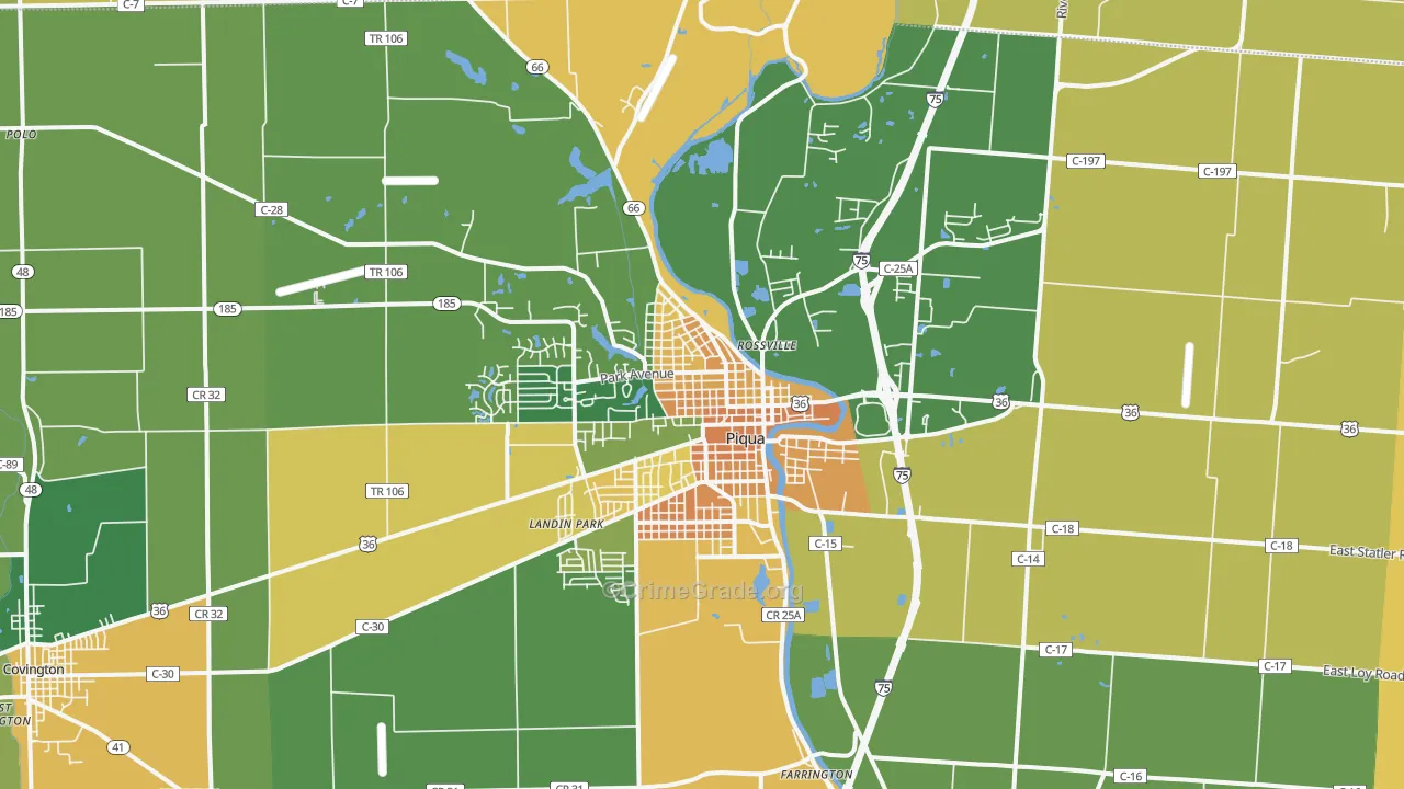 Piqua, OH Map of Murder Rates