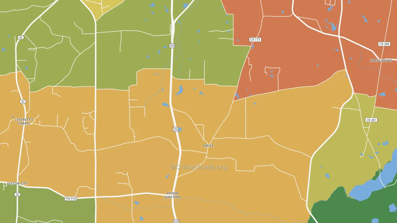 Pirtle, TX Map of Murder Rates
