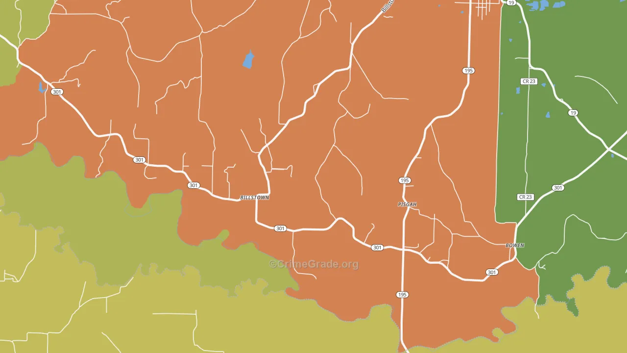 Pisgah, AR Map of Murder Rates
