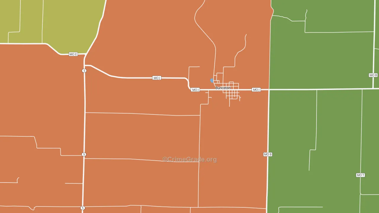Pisgah, MO Map of Murder Rates