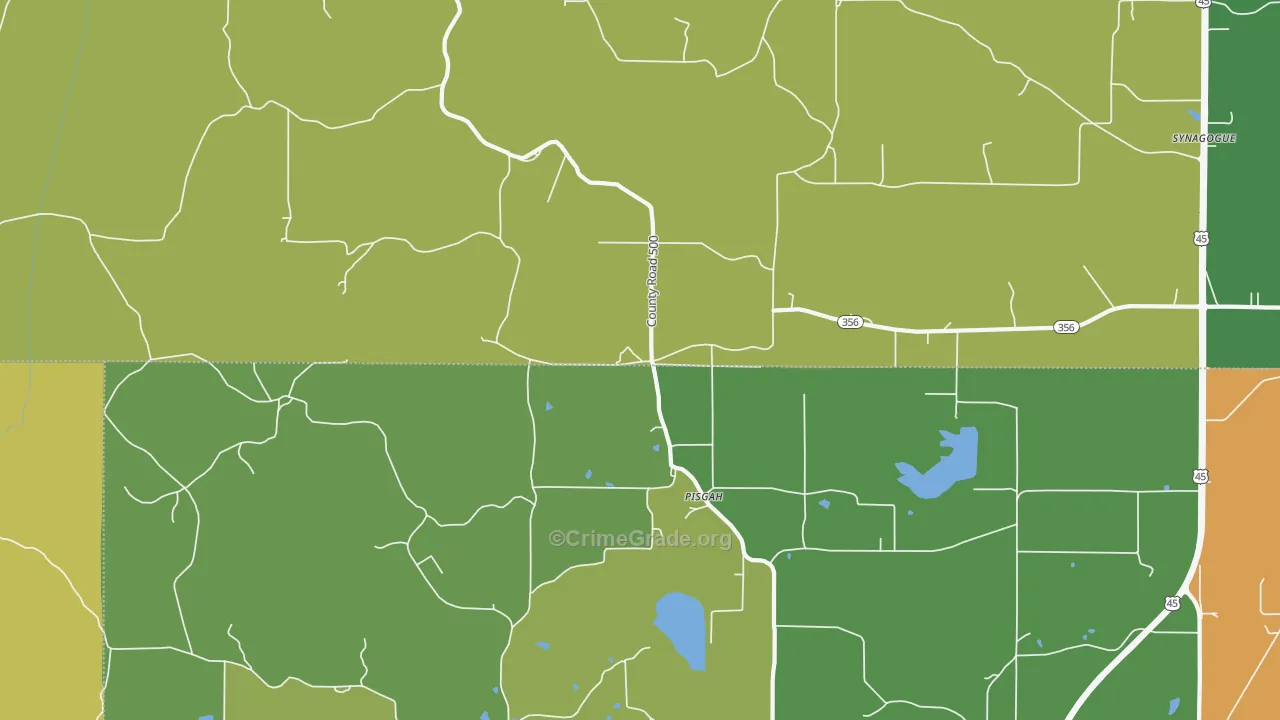 Pisgah, MS Map of Murder Rates