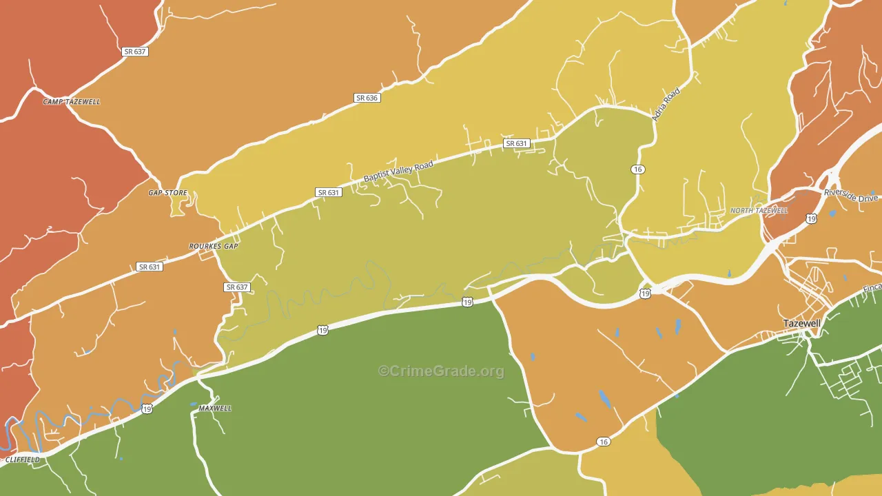 Pisgah, VA Map of Murder Rates