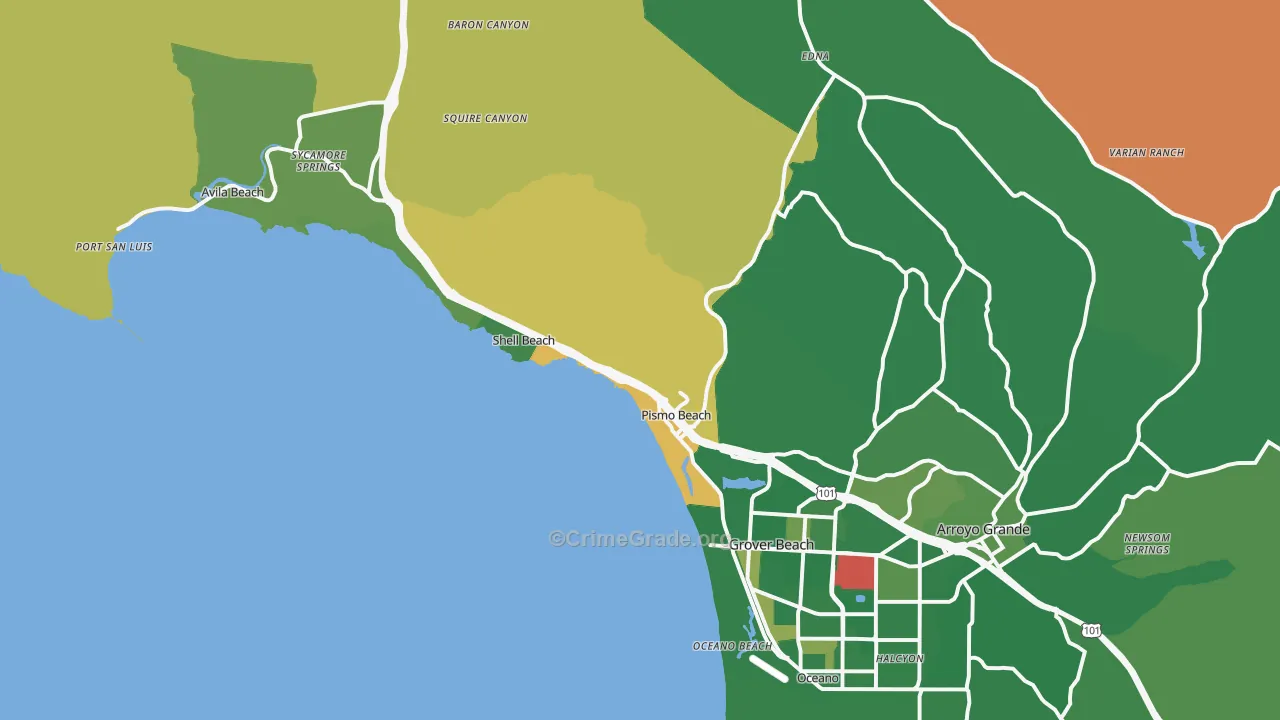 Pismo Beach, CA Map of Murder Rates