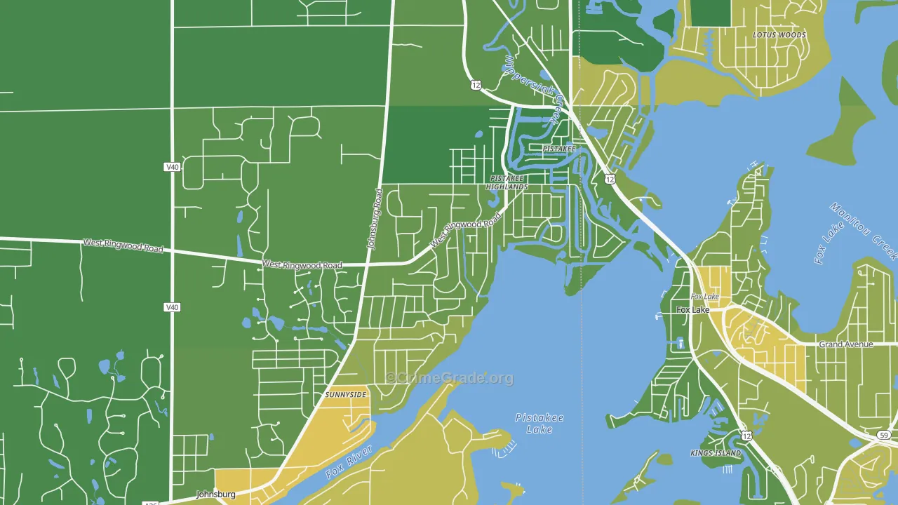Pistakee Highlands, IL Map of Murder Rates