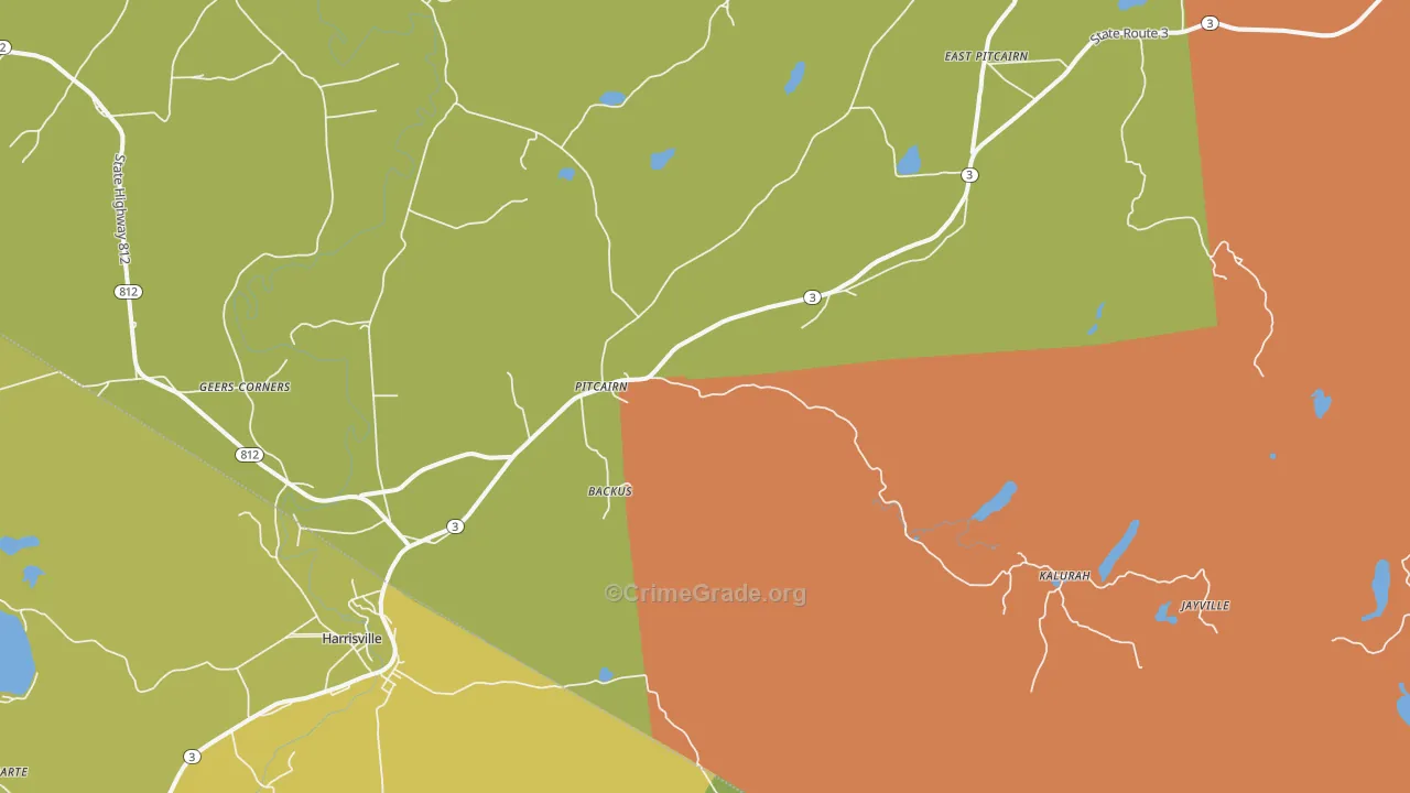Pitcairn, NY Map of Murder Rates