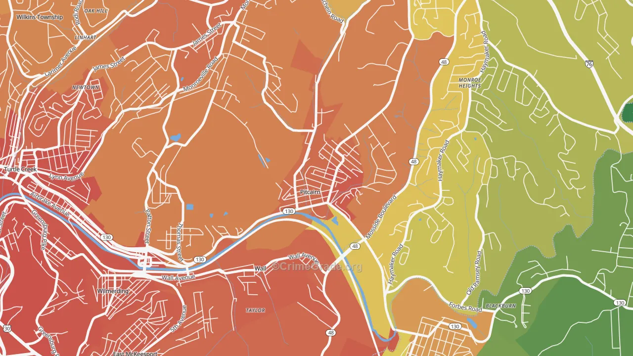 Pitcairn, PA Map of Murder Rates