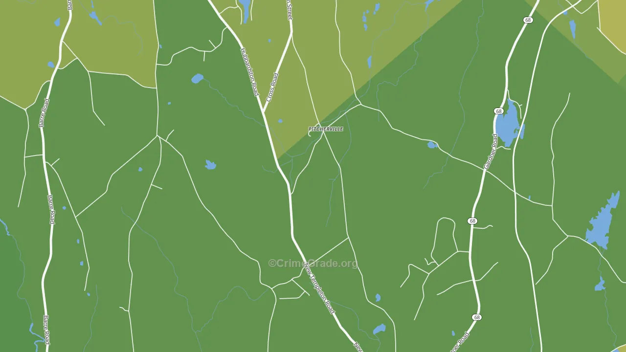 Pitcherville, MA Map of Murder Rates