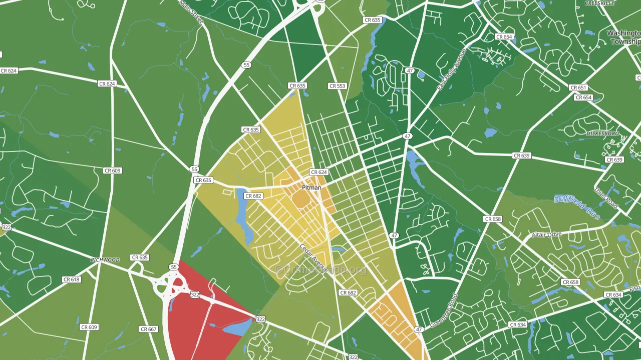 Pitman, NJ Map of Murder Rates