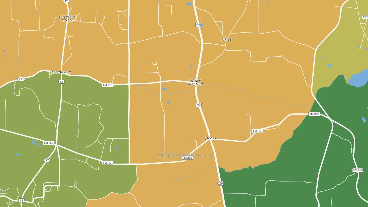Pitner Junction, TX Map of Murder Rates