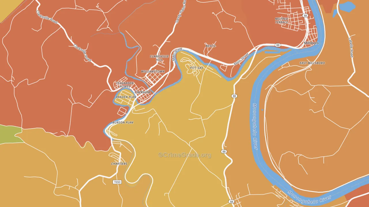 Pitt Gas, PA Map of Murder Rates