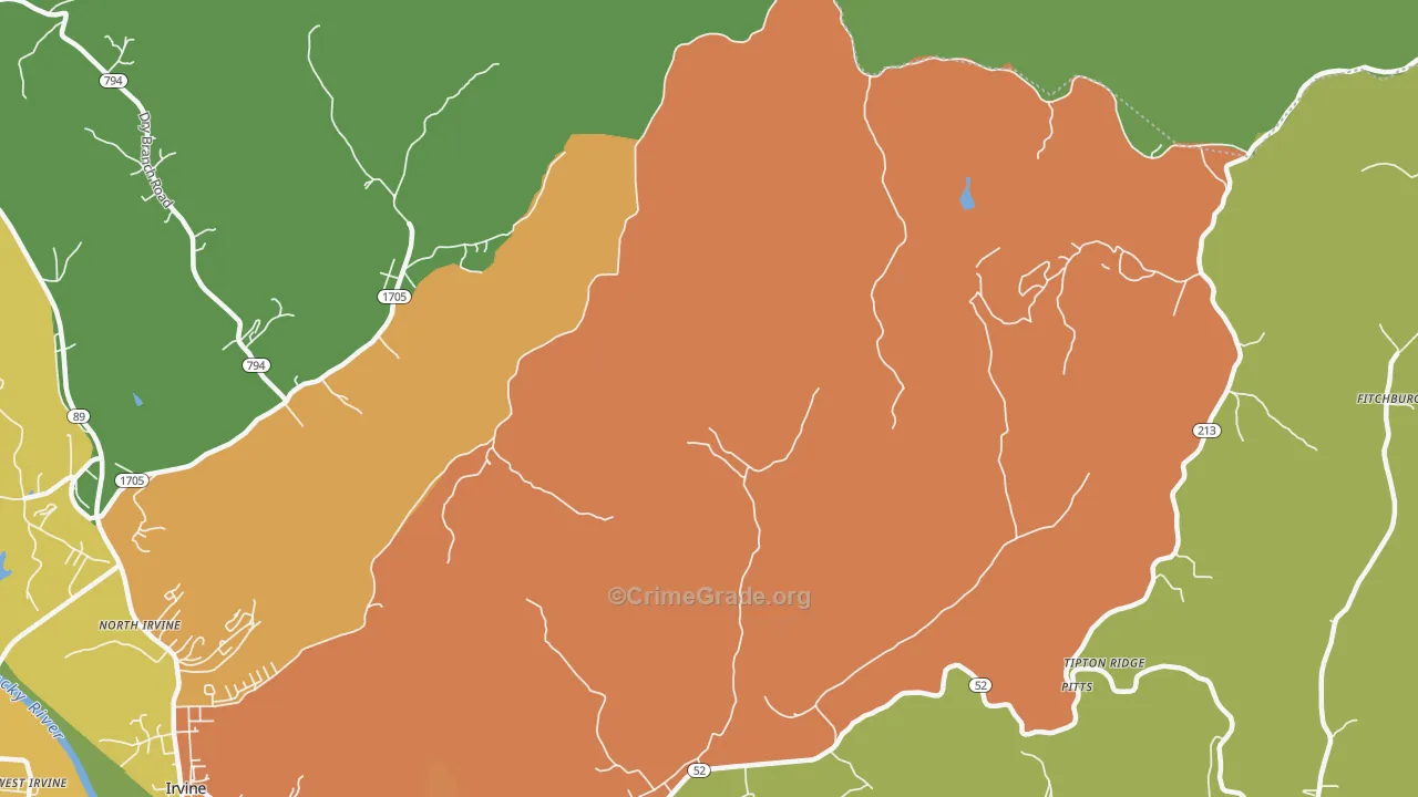Pitts, KY Map of Murder Rates