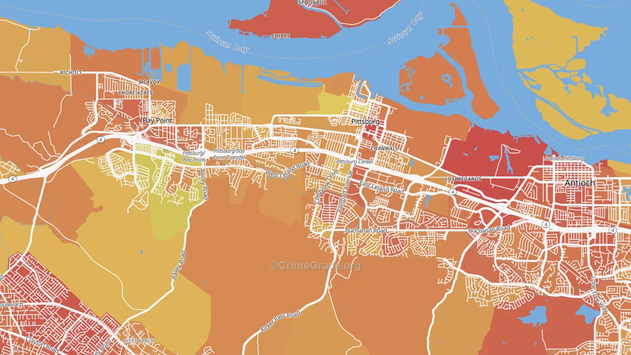 Pittsburg, CA Map of Murder Rates