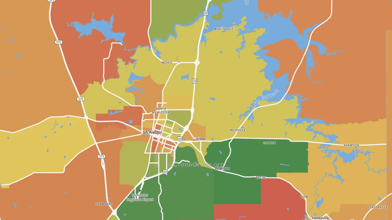 Pittsburg County, OK Map of Murder Rates